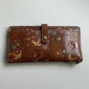 Patricia Nash Flower/bird/map Bifold Leather Wallet!